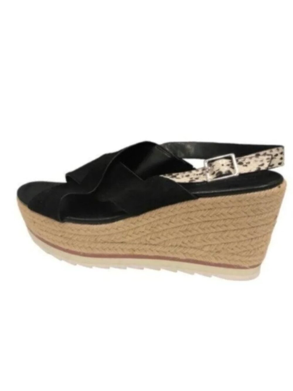 NEW Marc Fisher Black Espadrille Wedge Sandal 8.5 - Picture 3 of 9